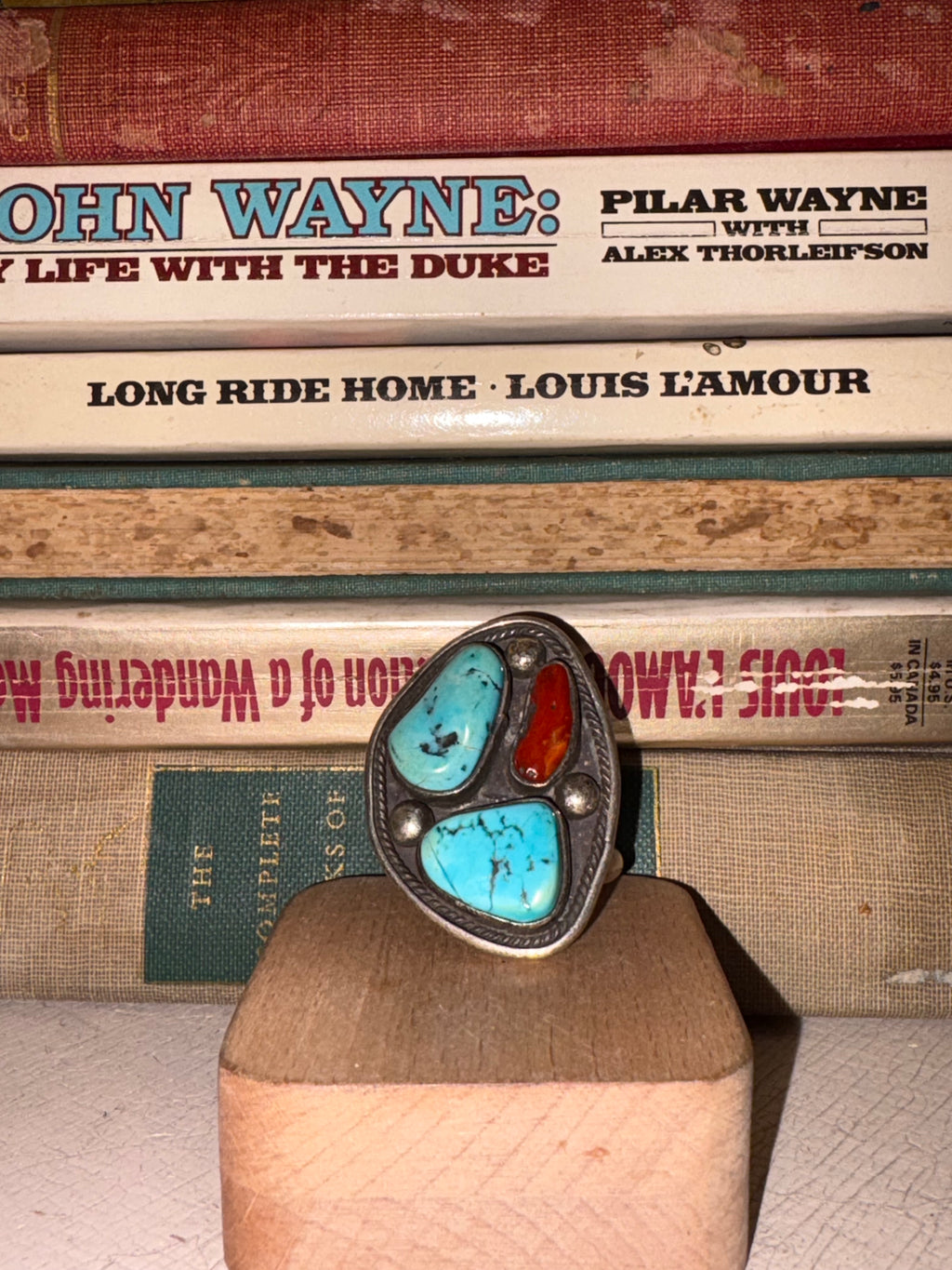 Vintage Navajo Coral & Turquoise Ring