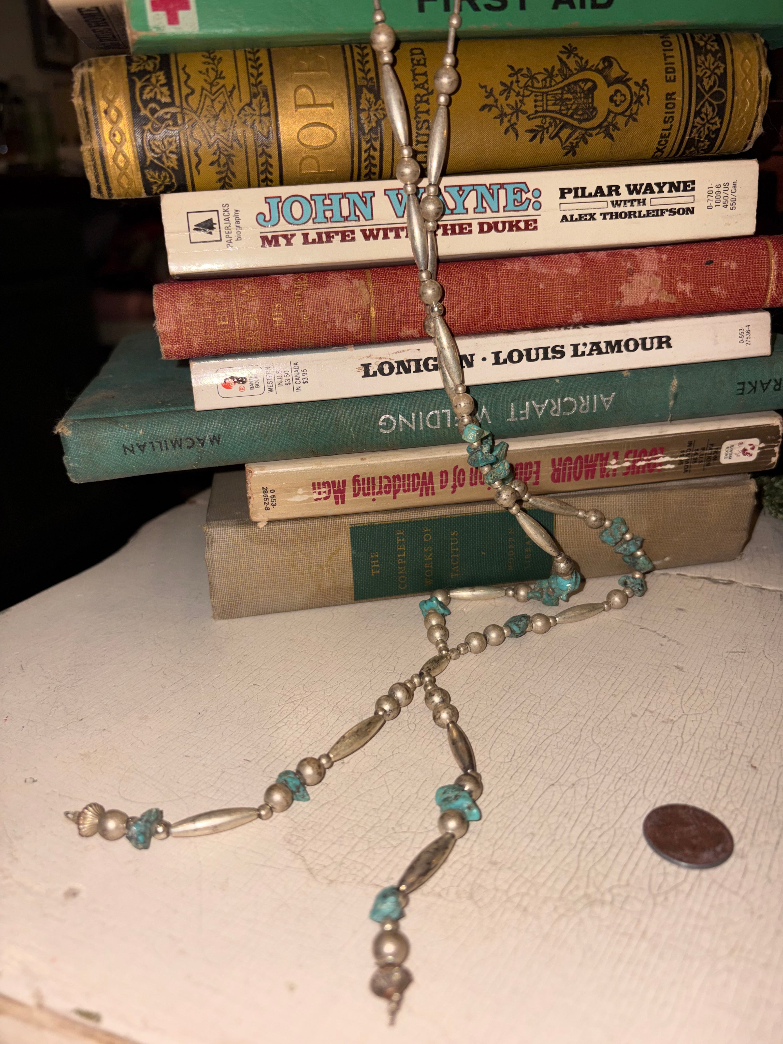 Vintage Turquoise Lariat Necklace