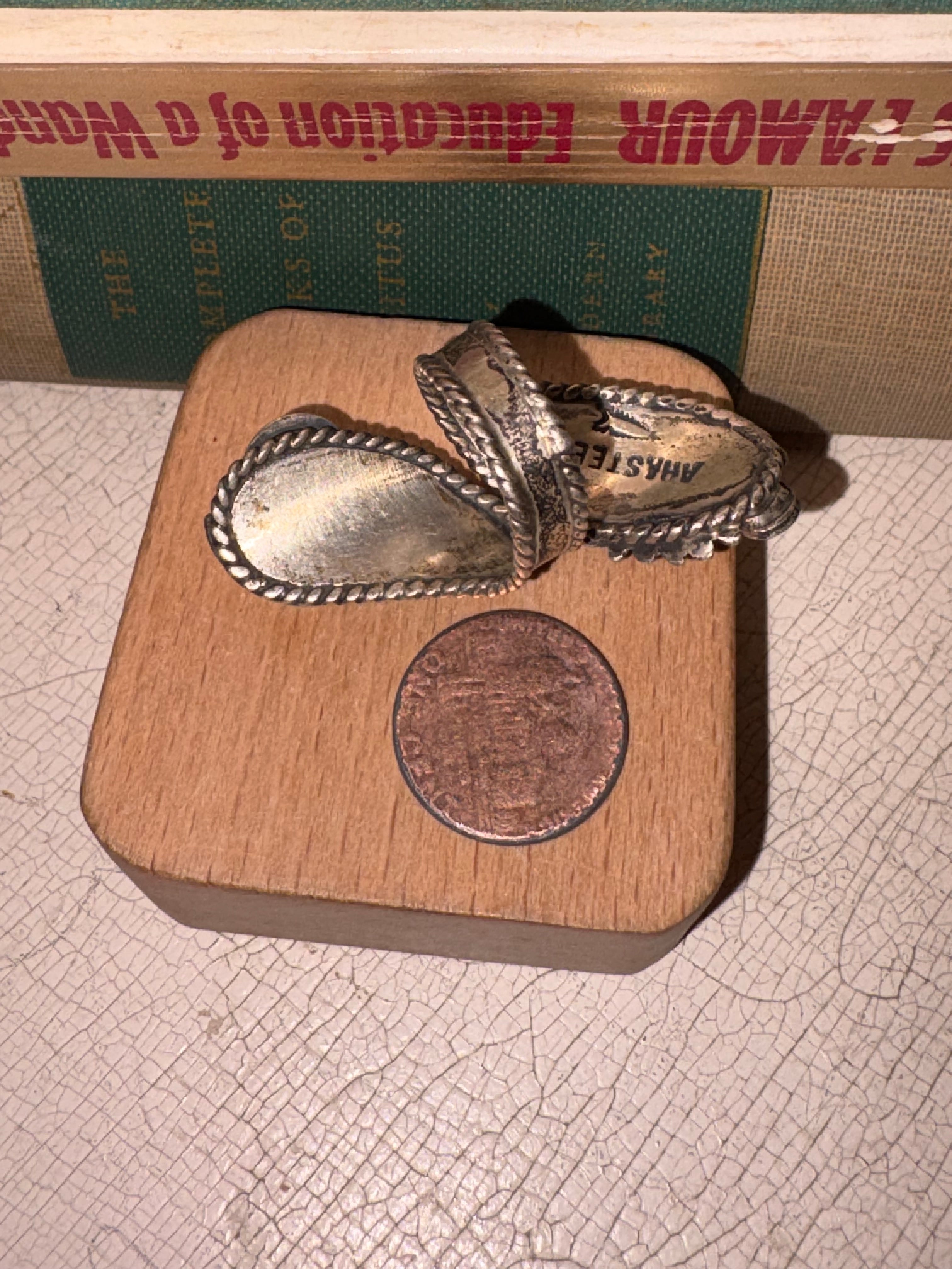 Vintage Navajo Coral & Turquoise Spoon Ring