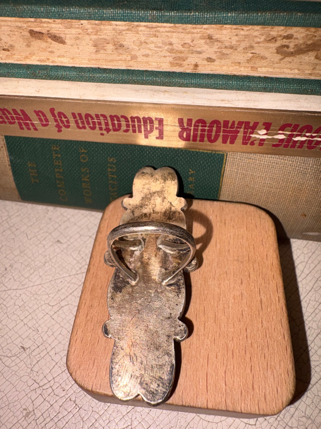 Vintage Navajo Moon Stone & Turquoise Ring