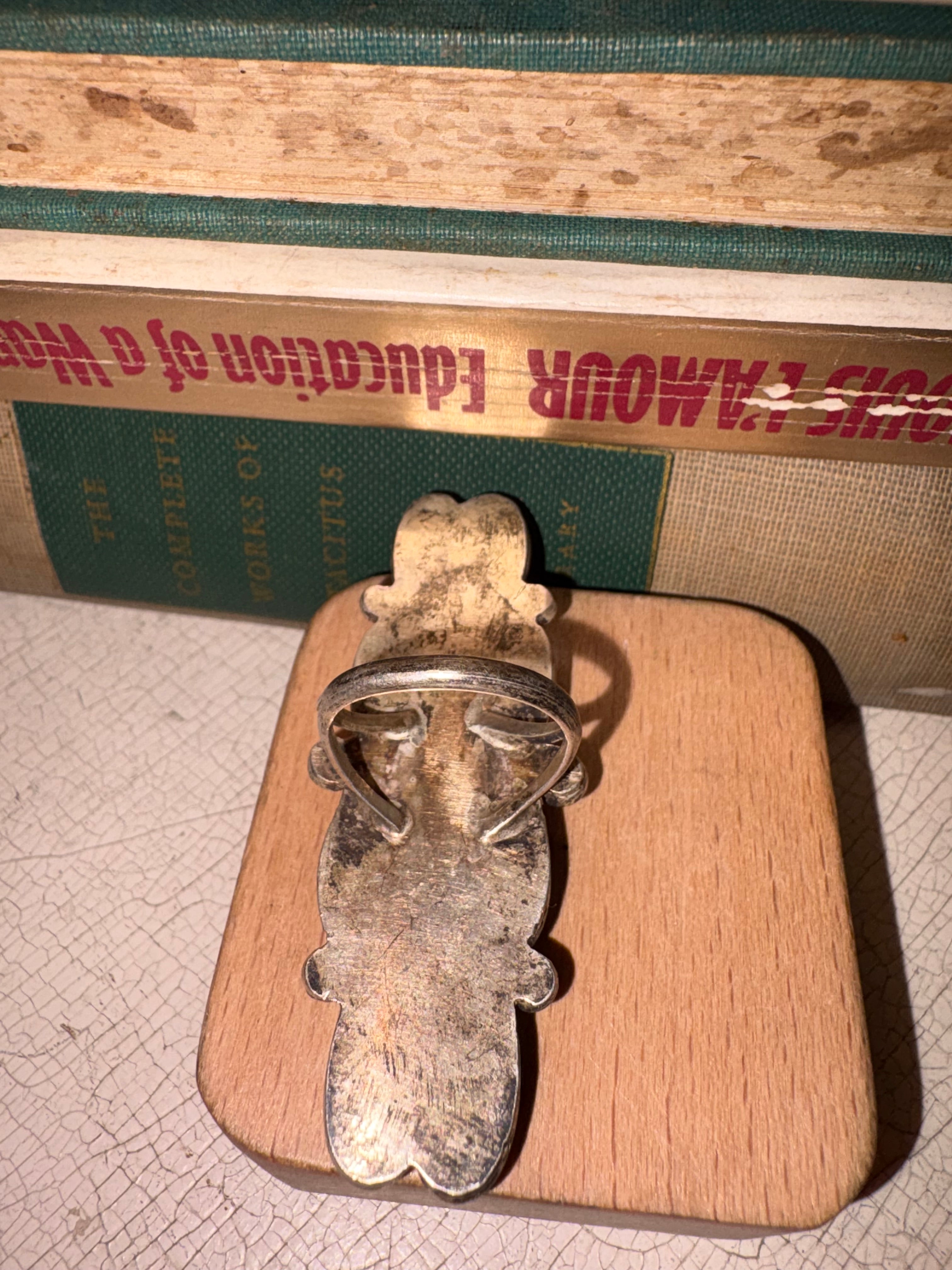 Vintage Navajo Moon Stone & Turquoise Ring