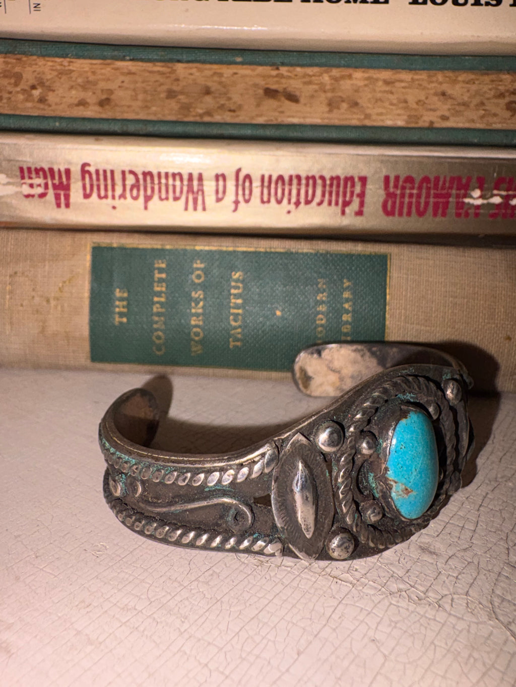 Vintage Navajo Silver & Turquoise Cuff