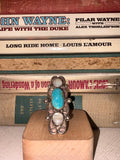 Vintage Navajo Moon Stone & Turquoise Ring