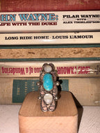 Vintage Navajo Moon Stone & Turquoise Ring