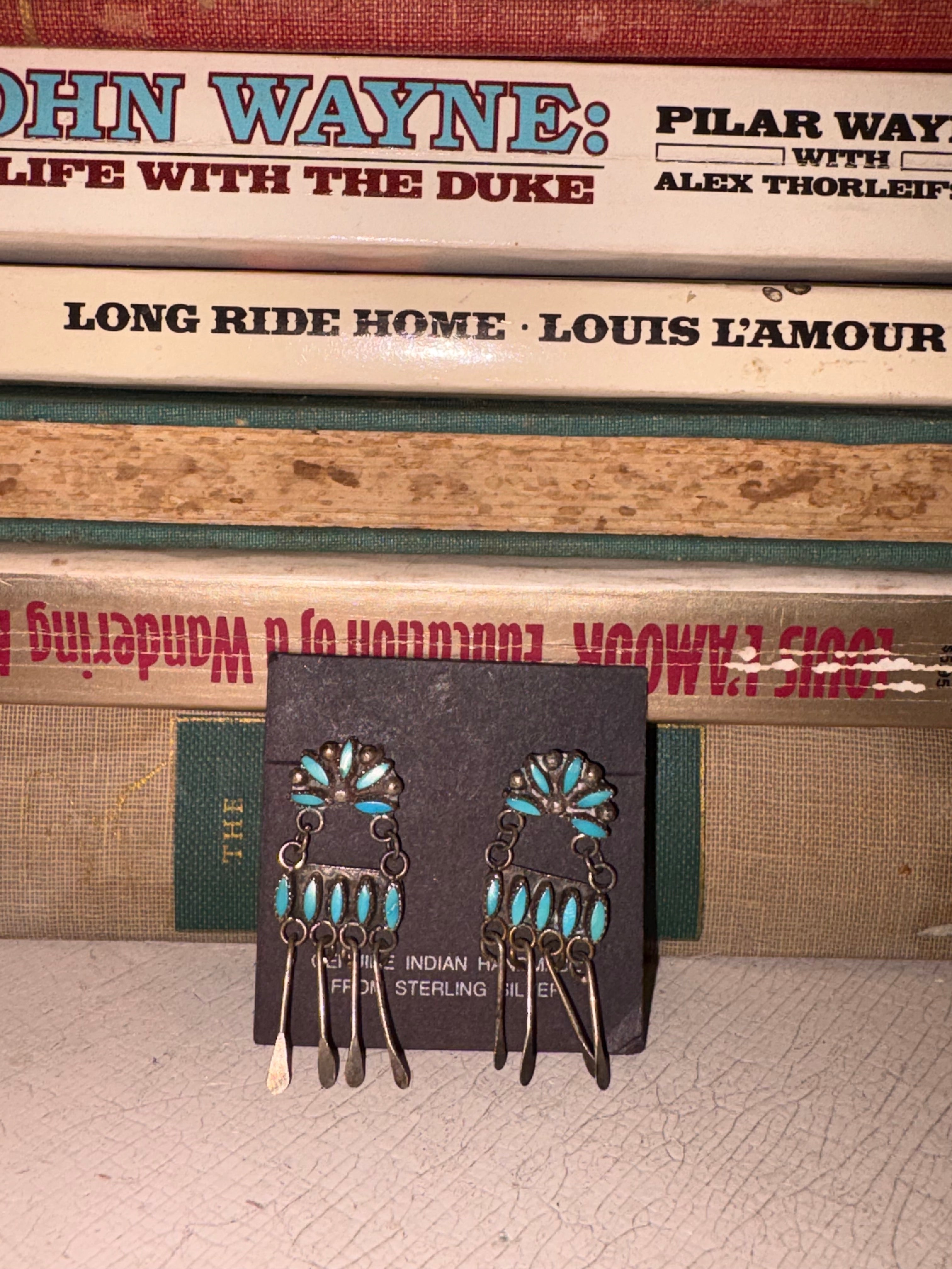 Vintage Zuni Silver and Turquoise earrings